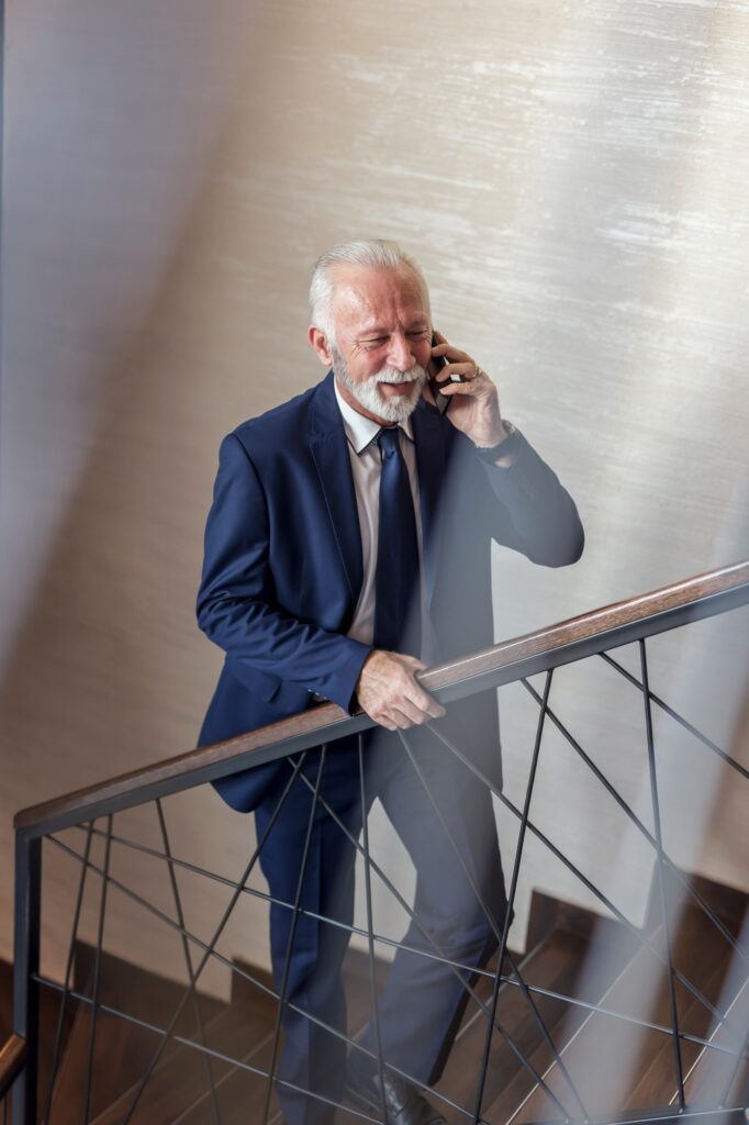 Senior businessman having a phone conversation