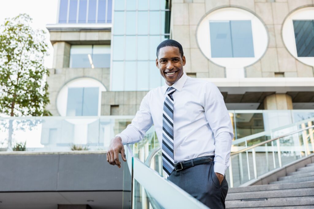 Handsome male african american business man CEO in a stylish corporate elegant suit